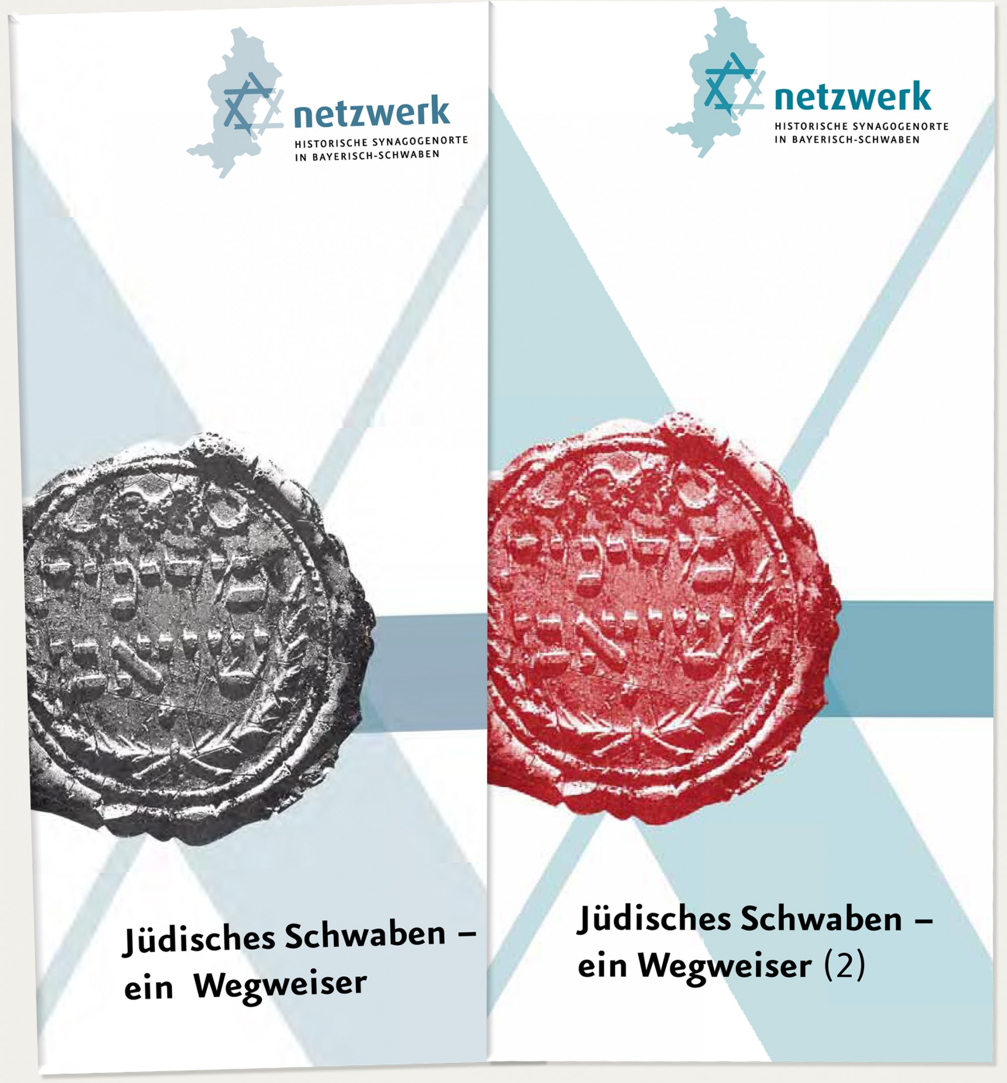 Cover der B&uuml;cher "J&uuml;disches Schwaben - ein Wegweiser" und "J&uuml;disches Schwaben - ein Wegweiser (2)"